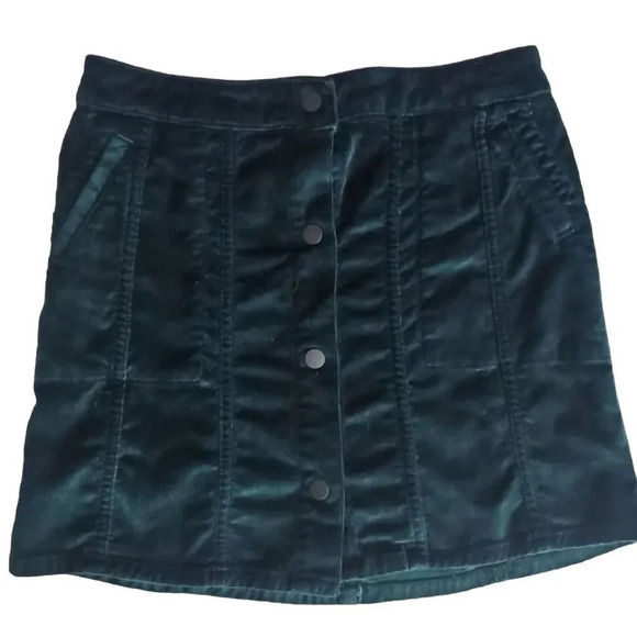 NWT Big Girls Dl1961 Big Girls Jenny skirt velvet green mini button front - Picture 2 of 7